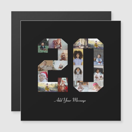 Nummer 20 FotoCollage Magnetkarte (Vorne/Hinten)