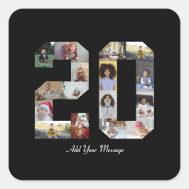 Nummer 20 FotoCollage Quadratischer Aufkleber