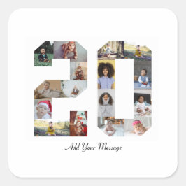 Nummer 20 FotoCollage Quadratischer Aufkleber