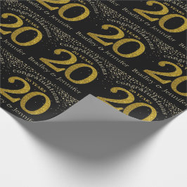 Nummer 20 Glitzer Gold Jubiläumswrapping Paper Geschenkpapier