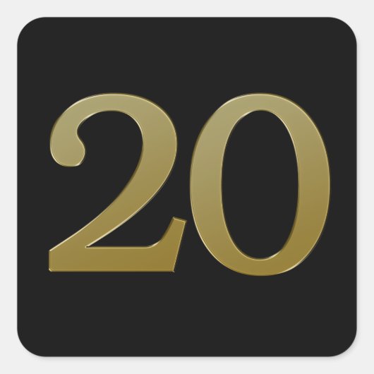 Nummer 20 Gold Square Sticker (Vorderseite)