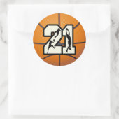 Nummer 21 Basketball Runder Aufkleber (Tasche)