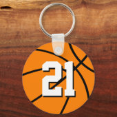 Nummer 21 Basketball-Schlüsselanhänger | Anpassbar Schlüsselanhänger (Vorderseite)