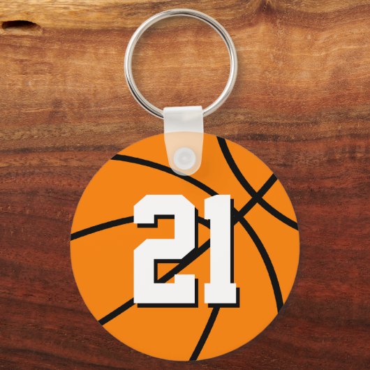Nummer 21 Basketball-Schlüsselanhänger | Anpassbar Schlüsselanhänger (Vorderseite)