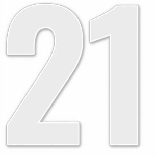 Nummer 21 Silbergraue und weiße Aufkleber