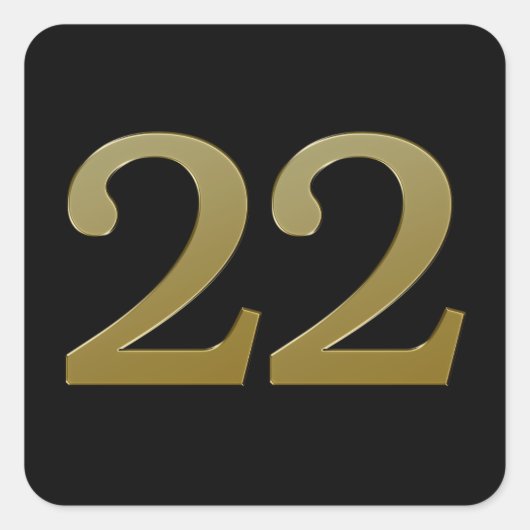 Nummer 22 Gold Square Sticker (Vorderseite)