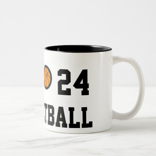 Nummer 24 Basketball-Tasse | personalisierbar Zweifarbige Tasse (Rechts)