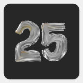 Nummer 25 Fünfundzwanzig rideszierende Silver Text Quadratischer Aufkleber (Vorderseite)