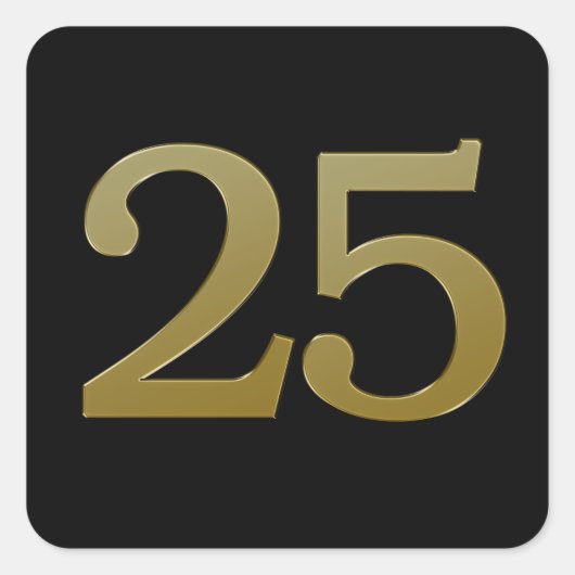 Nummer 25 Gold Square Sticker (Vorderseite)
