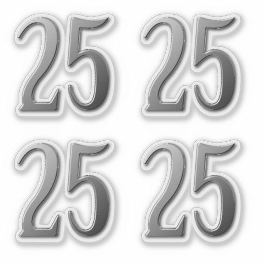Nummer 25 Silber abgeschrägt Aufkleber (Vorderseite)