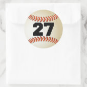 Nummer 27 Baseball Runder Aufkleber (Tasche)