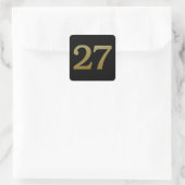 Nummer 27 Gold Square Sticker (Tasche)