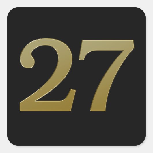 Nummer 27 Gold Square Sticker (Vorderseite)
