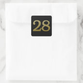 Nummer 28 Gold Square Sticker (Tasche)