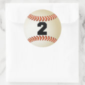 Nummer 2 Baseball Runder Aufkleber (Tasche)