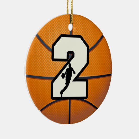 Nummer 2 Basketball Keramikornament (Rechts)