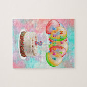Nummer 2 Candle on Cake, Happy Birthday, farbenfro Puzzle (Horizontal)