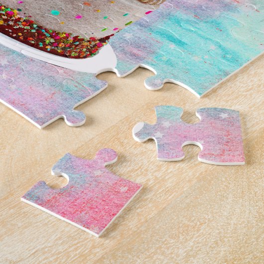 Nummer 2 Candle on Cake, Happy Birthday, farbenfro Puzzle (Seite)