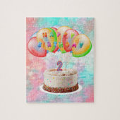 Nummer 2 Candle on Cake, Happy Birthday, farbenfro Puzzle (Vertikal)