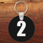 Nummer 2 in Weiß auf Schlüsselanhänger mit schwarz (Vorderseite)