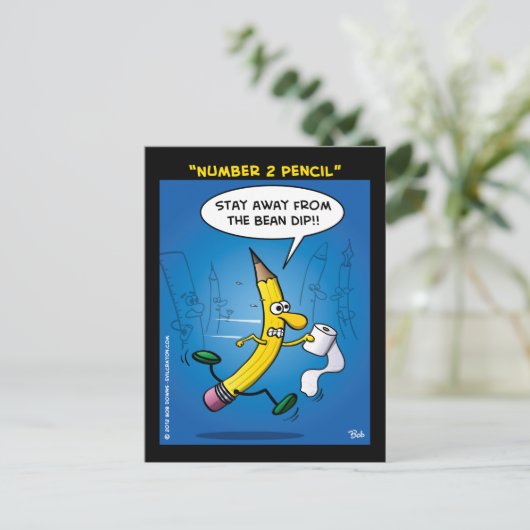 "Nummer 2 Stift" Postkarte (Stehend Vorderseite)