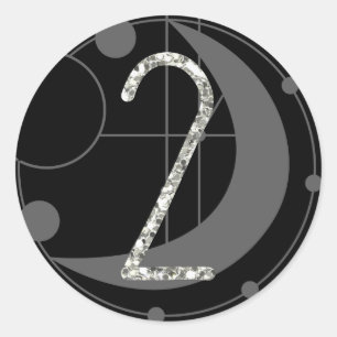 Nummer 2 Zwei Runen-Monogramm-Geometrisches Mondsc Runder Aufkleber
