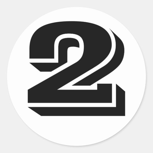 Nummer 2 Zwei Vineta-Nummern von Janz White Runder Aufkleber (Vorderseite)