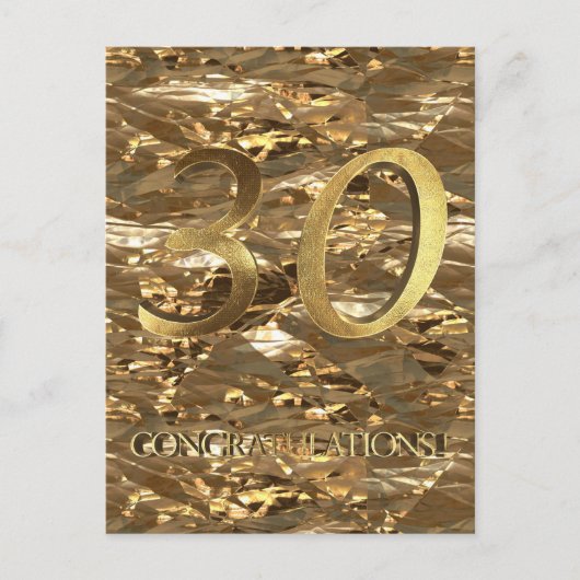 Nummer 30 30 Jubiläum Goldtypografie Postkarte (Vorderseite)