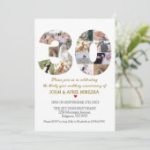 Nummer 30 Foto Hochzeit Jahrestag Einladung (Stehend Vorderseite)