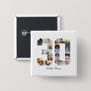 Nummer 30 FotoCollage Button