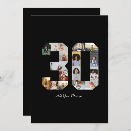 Nummer 30 FotoCollage Dankeskarte (Vorne/Hinten)