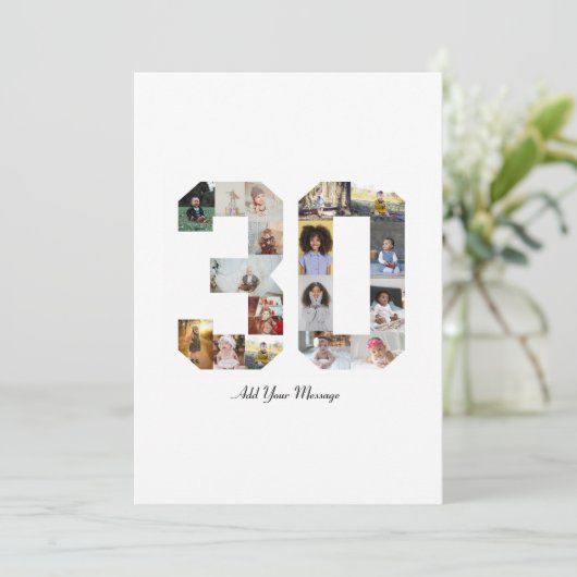 Nummer 30 FotoCollage Dankeskarte (Stehend Vorderseite)