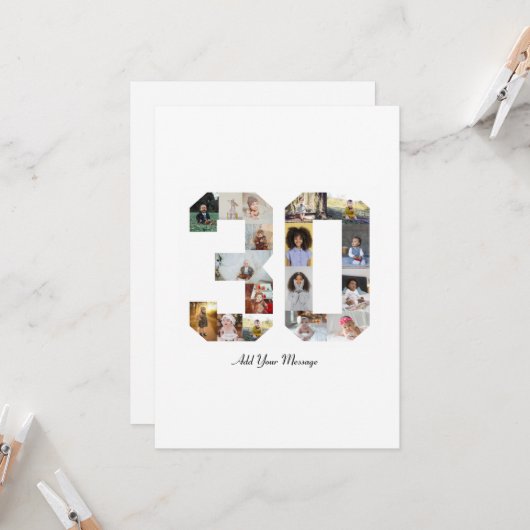 Nummer 30 FotoCollage Karte (Vorderseite/Rückseite Beispiel)