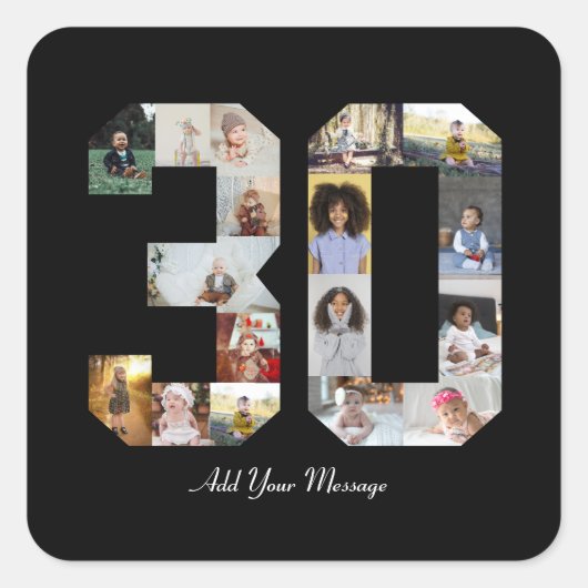 Nummer 30 FotoCollage Quadratischer Aufkleber (Vorderseite)