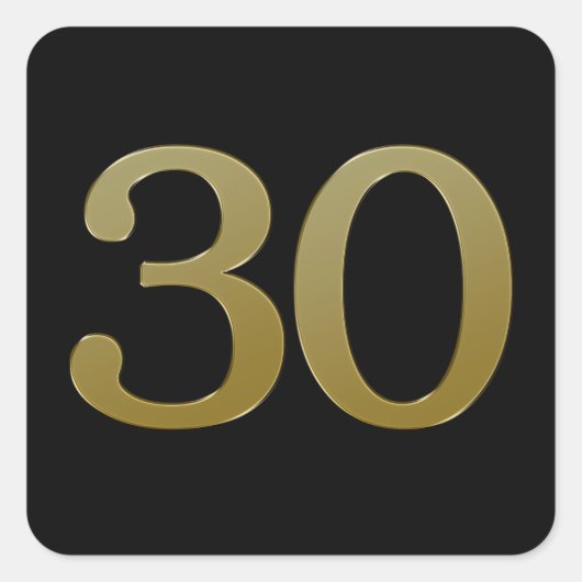Nummer 30 Gold Square Sticker (Vorderseite)