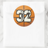 Nummer 32 Basketball Runder Aufkleber (Tasche)