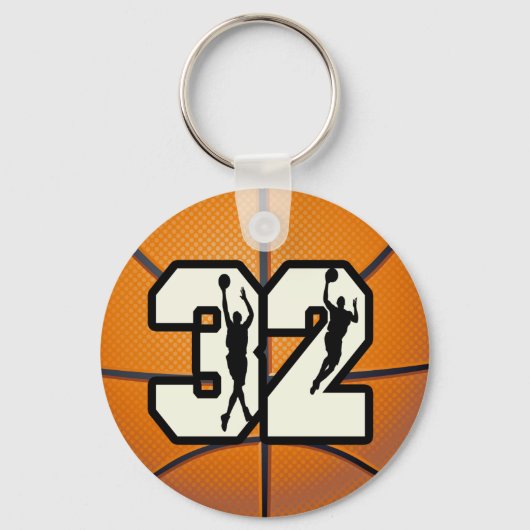 Nummer 32 Basketball Schlüsselanhänger (Vorderseite)