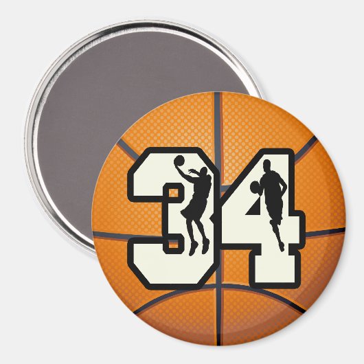Nummer 34 Basketball Magnet (Vorderseite/Rückseite)