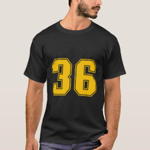 Nummer 36 Gelber Sportfan Jersey T-Shirt