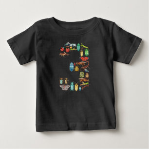 Nummer 3 Bugs Insekten Käfer Thema 3 Jahre alt Baby T-shirt