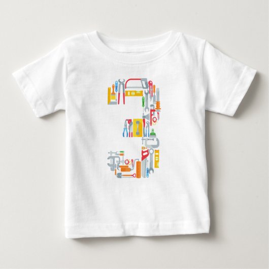 Nummer 3 Gebäude Tools 3 Jahre alt Baby T-shirt (Vorderseite)