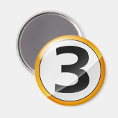 Nummer 3 Gold Magnet (Vorderseite/Rückseite)