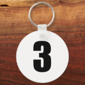 Nummer 3 in Schwarz auf Weiß-Taste Schlüsselanhäng Schlüsselanhänger (Vorderseite)