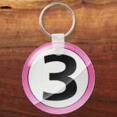 Nummer 3 rosa schlüsselanhänger (Vorderseite)