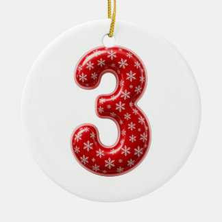 Nummer 3 Rote Schneeflocke Weihnachten Keramik Ornament