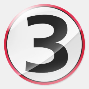 Nummer 3 roter Aufkleber