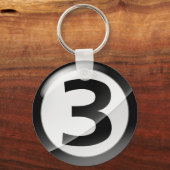 Nummer 3 schwarze Schlüsselkette Schlüsselanhänger (Vorderseite)