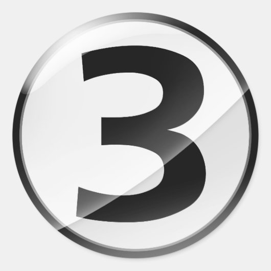 Nummer 3 Schwarzer Aufkleber (Vorderseite)