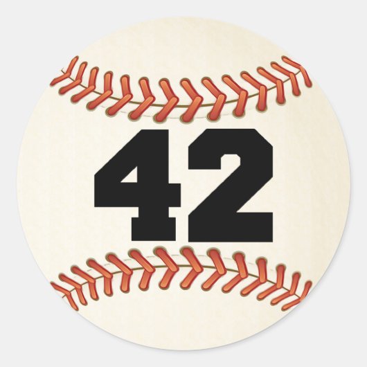 Nummer 42 Baseball Runder Aufkleber (Vorderseite)