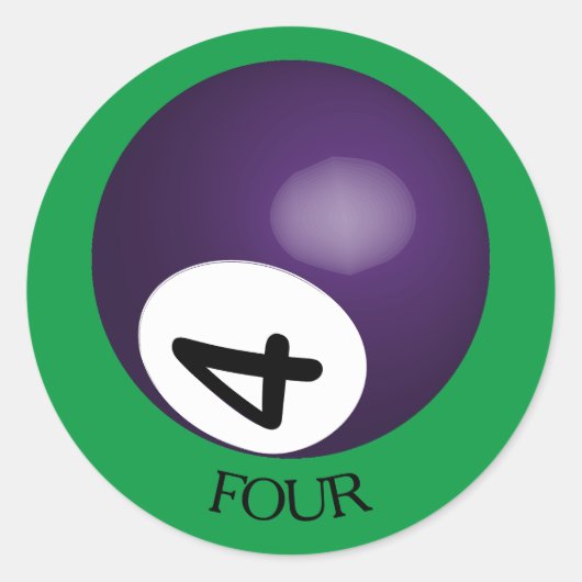 Nummer 4 Ball-Aufkleber für Pool Runder Aufkleber (Vorderseite)